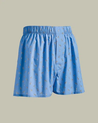 Charles Tyrwhitt Men's  Dog Print Boxers Â Sky Blue Size Medium Cotton