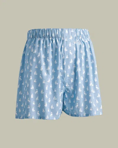 Charles Tyrwhitt Men's  Dog Print Woven Boxers In Blue