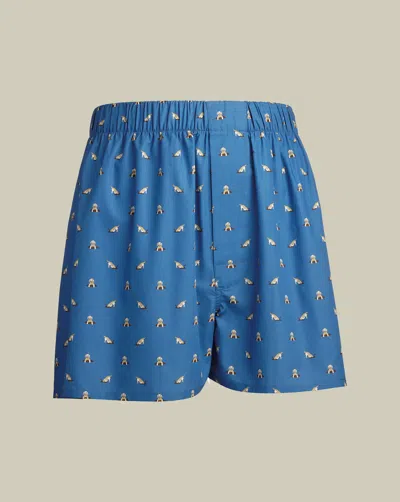 Charles Tyrwhitt Men's  Dog Print Woven Boxers In Blue