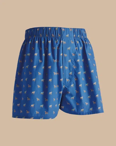Charles Tyrwhitt Men's  Dog Print Woven Boxers In Blue
