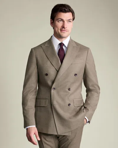 Charles Tyrwhitt Men's  Double Breasted Italian Flannel Suit Na Jacket In Neutral