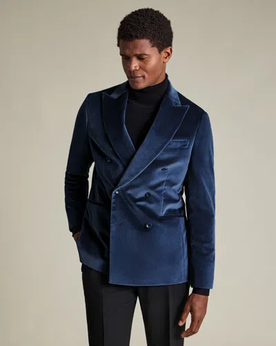 Charles Tyrwhitt Men's  Double Breasted Italian Velvet Na Jacket In Blue