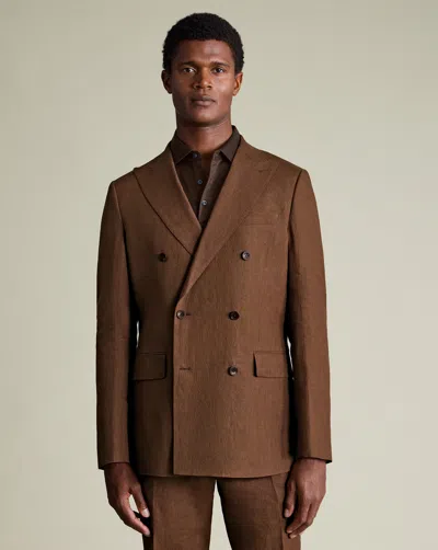 Charles Tyrwhitt Men's  Double Breasted Na Jacket In Brown