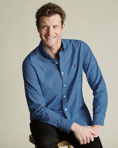 Charles Tyrwhitt Men's  England Rugby Button-down Washed Oxford Shirt In Blue