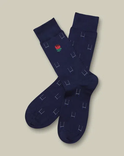 Charles Tyrwhitt Men's  England Rugby Design Socks In Blue