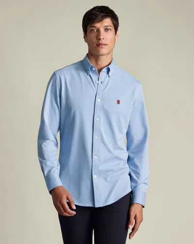 Charles Tyrwhitt Men's  England Rugby Performance Stretch Shirt In Blue