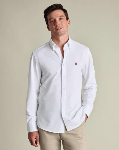 Charles Tyrwhitt Men's  England Rugby Performance Stretch Shirt In White