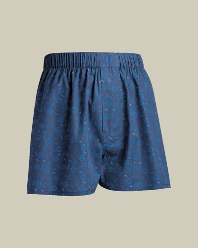 Charles Tyrwhitt Men's  England Rugby Print Woven Boxers In Blue