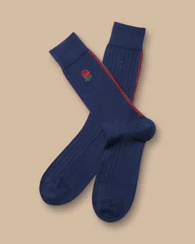 Charles Tyrwhitt Men's  England Rugby Rib Socks In Blue