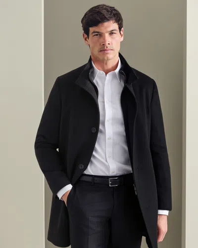 Charles Tyrwhitt Men's  Fine Merino Funnel Neck Overna Coat In Black