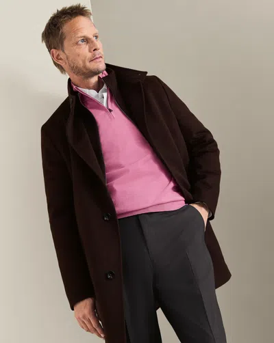 Charles Tyrwhitt Men's  Fine Merino Funnel Neck Overna Coat In Brown