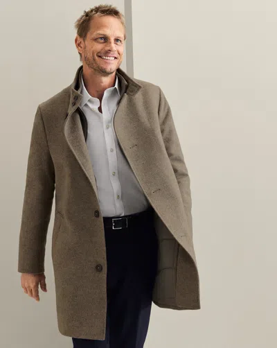 Charles Tyrwhitt Men's  Fine Merino Funnel Neck Overna Coat In Neutral