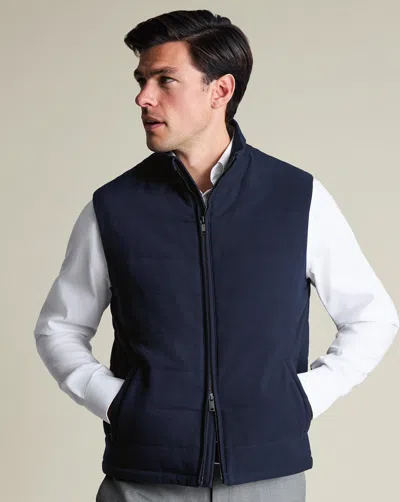 Charles Tyrwhitt Men's  Flannel Quilted Gilet In Blue