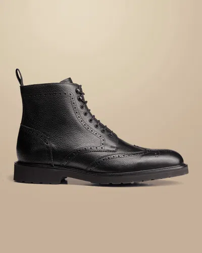 Charles Tyrwhitt Men's  Grain Rubber Sole Brogue Boots In Black