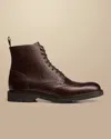 Charles Tyrwhitt Men's  Grain Rubber Sole Brogue Boots In Brown