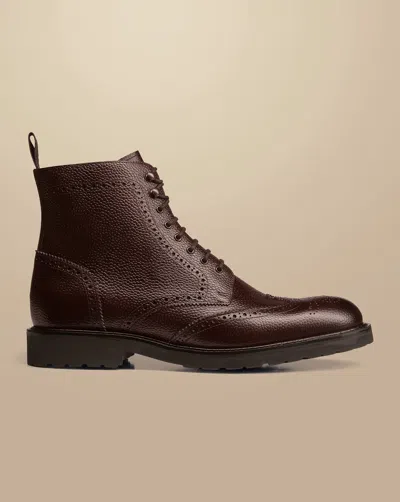 Charles Tyrwhitt Men's  Grain Rubber Sole Brogue Boots In Brown