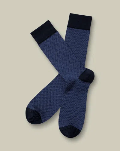 Charles Tyrwhitt Men's  Herringbone Socks In Blue