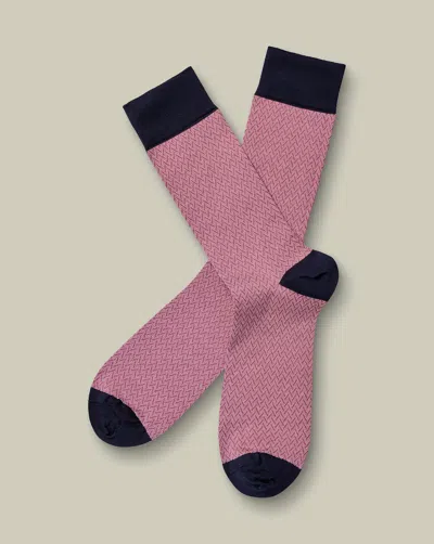 Charles Tyrwhitt Men's  Herringbone Socks In Pink