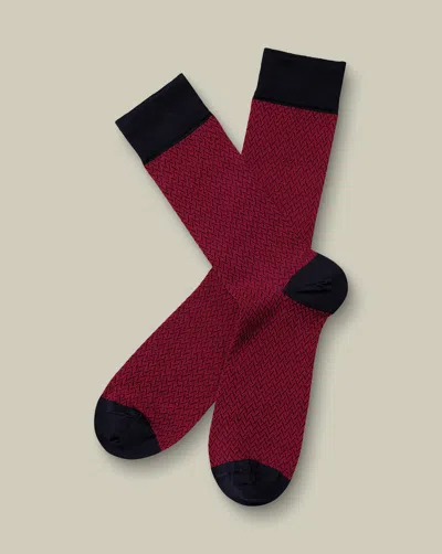 Charles Tyrwhitt Men's  Herringbone Socks In Red