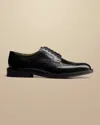 Shop Charles Tyrwhitt Men's  High Shine Derby Brogue Rubber Sole Shoe In Black