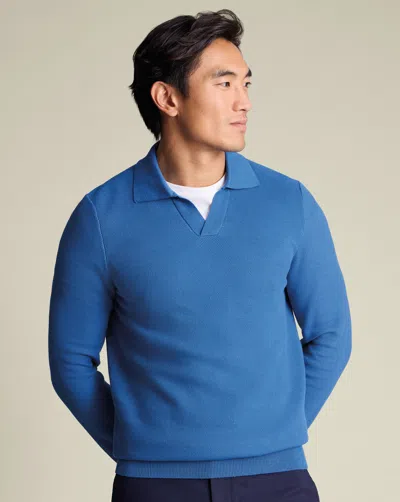 Charles Tyrwhitt Men's  Honeycomb Trophy Neck Sweater In Blue