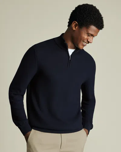 Charles Tyrwhitt Men's  Honeycomb Zip Neck Sweater In Blue