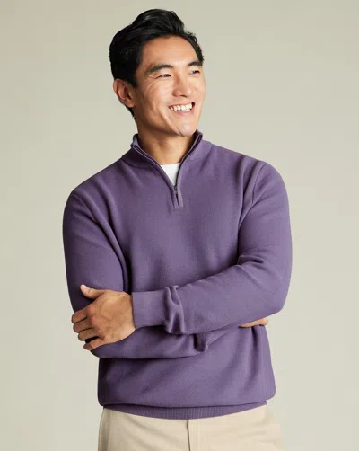 Charles Tyrwhitt Men's  Honeycomb Zip Neck Sweater In Purple