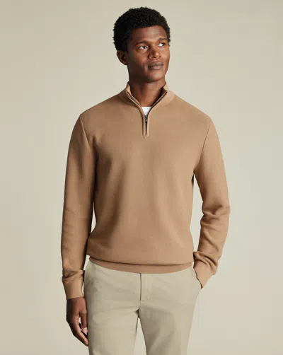 Charles Tyrwhitt Men's  Honeycomb Zip Neck Sweater In Yellow