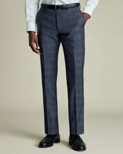Charles Tyrwhitt Men's  Italian Check Suit Trousers In Blue