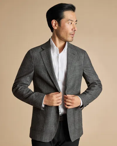 Charles Tyrwhitt Men's  Italian Luxury Checkered Na Jacket In Grey