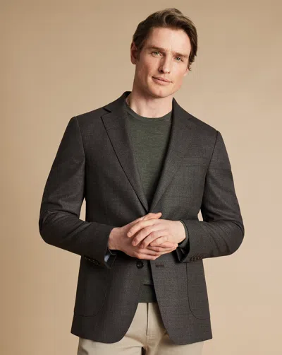 Charles Tyrwhitt Men's  Italian Luxury Hopsack Na Jacket In Brown