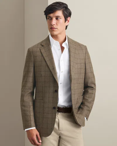Charles Tyrwhitt Men's  Italian Luxury Prince Of Wales Checkered Na Jacket In Yellow