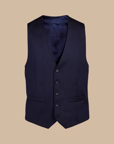 Charles Tyrwhitt Italian Luxury Suit Wool Waistcoat In Blue