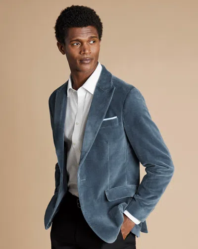 Charles Tyrwhitt Men's  Italian Peak Velvet Na Jacket In Blue