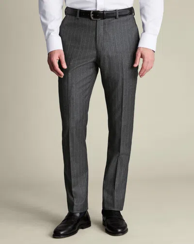 Charles Tyrwhitt Men's  Italian Stripe Flannel Suit Trousers In Gray