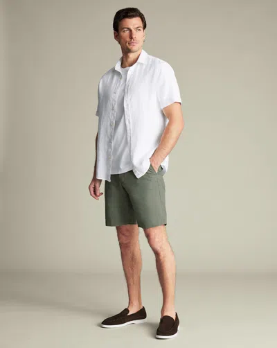 Charles Tyrwhitt Men's  Linen Shorts In Green