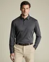 Charles Tyrwhitt Men's  Long Sleeve Jersey Polo Shirt In Grey