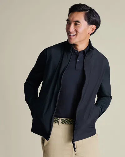 Charles Tyrwhitt Men's  Long Sleeve Performance Jersey Polo Shirt In Blue