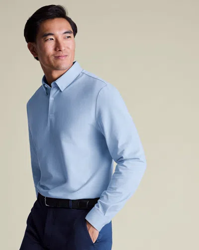 Charles Tyrwhitt Men's  Long Sleeve Performance Jersey Polo Shirt In Blue