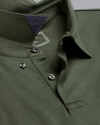 Charles Tyrwhitt Smart Long Sleeve Jersey Cotton Polo Shirt In Green