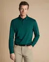 Charles Tyrwhitt Men's  Long Sleeve Smart Jersey Polo Shirt In Green