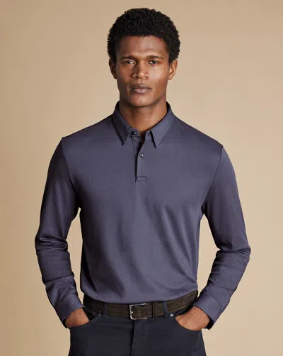 Charles Tyrwhitt Men's  Long Sleeve Smart Jersey Polo Shirt In Purple
