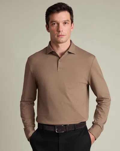 Charles Tyrwhitt Men's  Long Sleeve Smart Pique Polo Shirt In Yellow