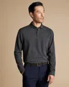 Charles Tyrwhitt Men's  Long Sleeve Pique Polo Shirt In Grey