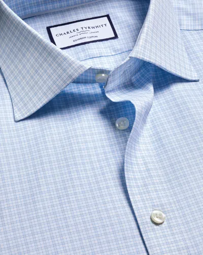 Charles Tyrwhitt Men's  Luxury Checkered Dress Shirt In Blue