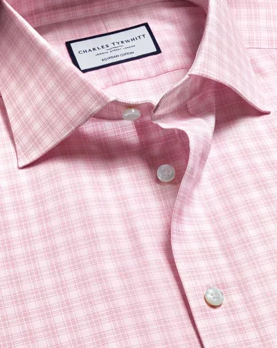Charles Tyrwhitt Men's  Luxury Checkered Dress Shirt In Pink