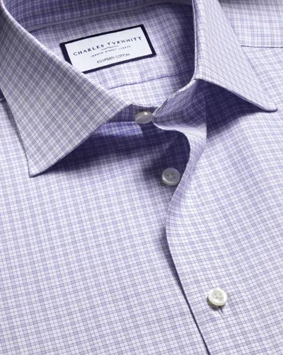 Charles Tyrwhitt Men's  Luxury Checkered Dress Shirt In Purple
