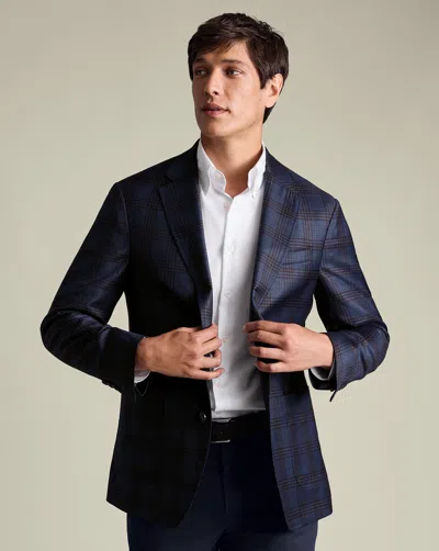 Charles Tyrwhitt Men's  Luxury Italian Checkered Na Jacket In Blue