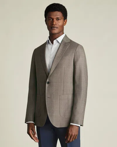 Charles Tyrwhitt Men's  Luxury Italian Checkered Na Jacket In Brown