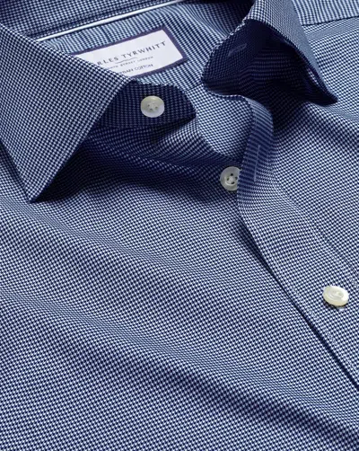 Charles Tyrwhitt Men's  Luxury Puppytooth Dress Shirt In Blue